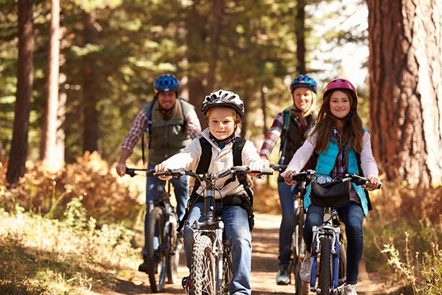 Family biking on Gainesville nature trails